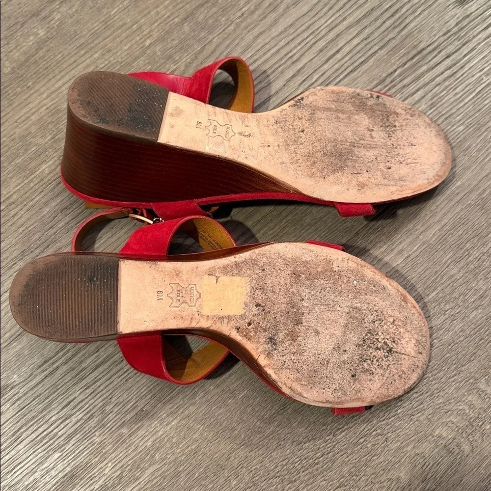 Tory Burch Mini Benton wedged sandal in red apple suede size 8